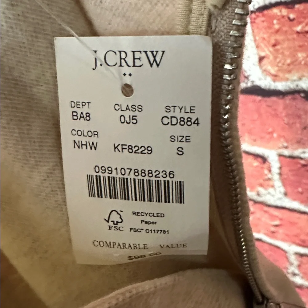 J. Crew Men's Cream Zip-Up Sweater Double-knit quarter-zip size S New with tags